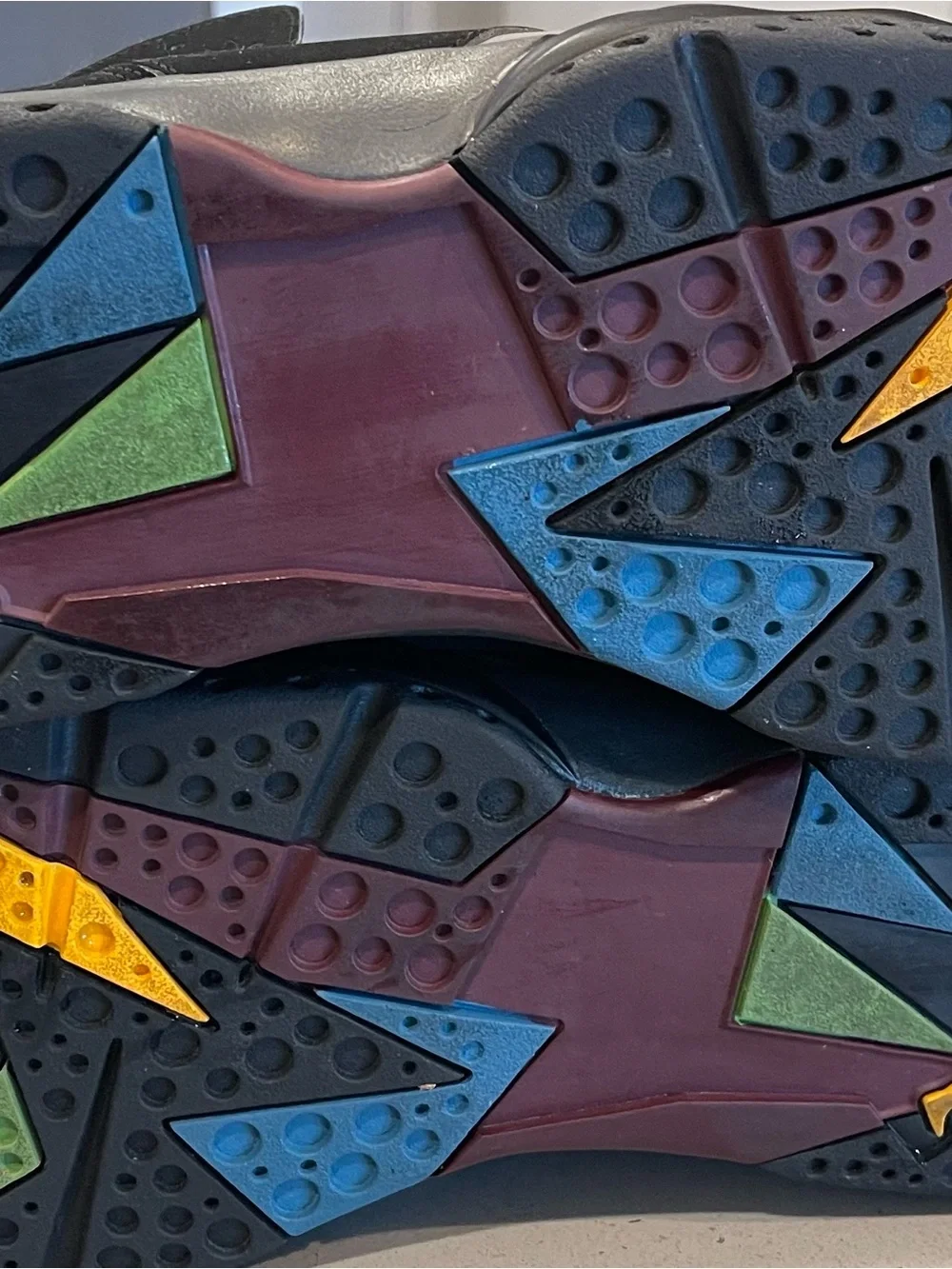 Jordan High-Top Sneakers in Black, Gray & Burgundy with Multicolor Tongue
